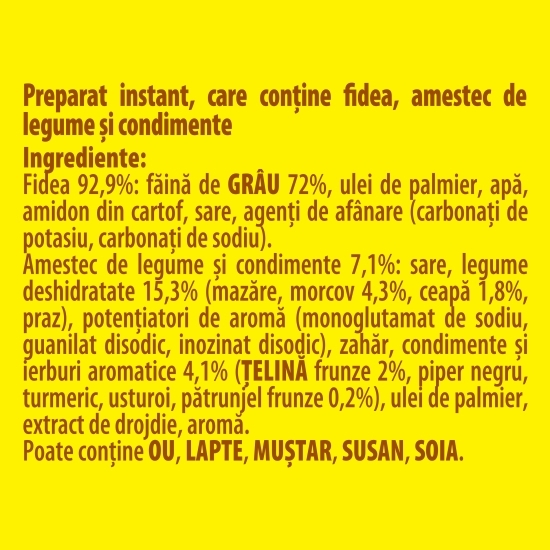 Preparat instant cu fidea, cu gust de legume Fidelicios 59.2g