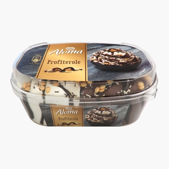 Îngheţată Profiterole cu aromă de vanilie şi de ciocolată, cu topping de cacao, 900ml (485g)