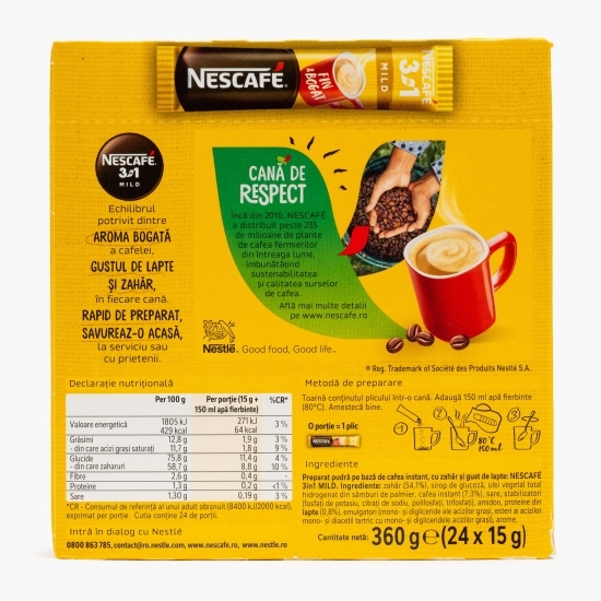 3în1 Mild plicuri, 24x15g, mix de cafea instant 
