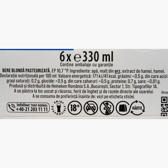 Bere blondă sticlă (5+1), 6x0.33l 