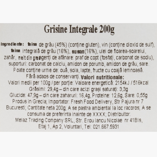 Grisine integrale cu susan 200g