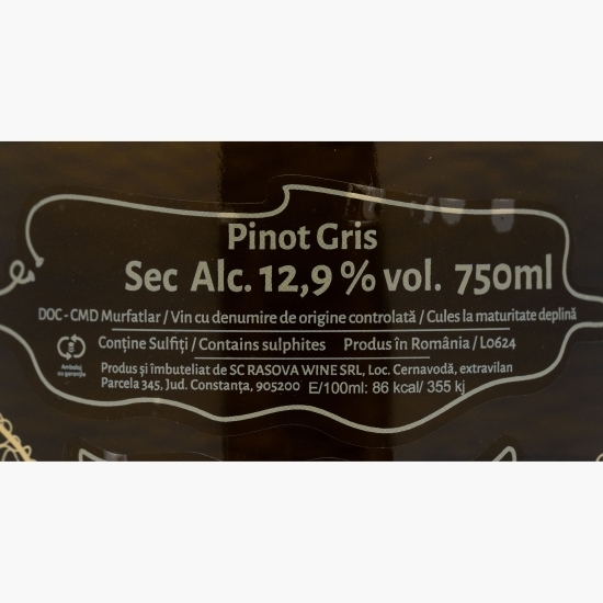 Vin alb sec Pinot Gris, 12.9%, 0.75l