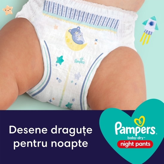 Scutece chiloțel Night Pants mărimea 5, 12-17kg, 22 buc