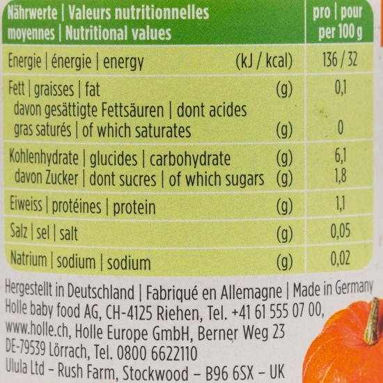Piure eco din zucchini, dovleac si cartofi pentru copii, fără gluten, +6 luni, 190g
