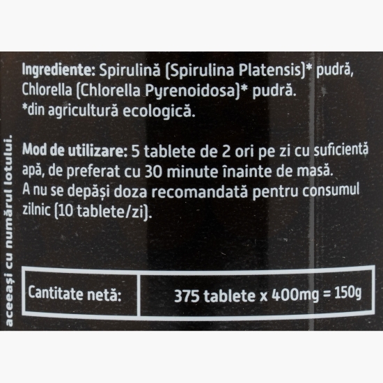 Spirulină și Chlorella eco, 375 tablete