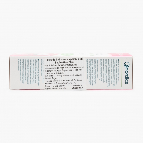 Pastă de dinți naturală pentru copii, fără fluor Bubble gum, 2-6 ani, 50ml
