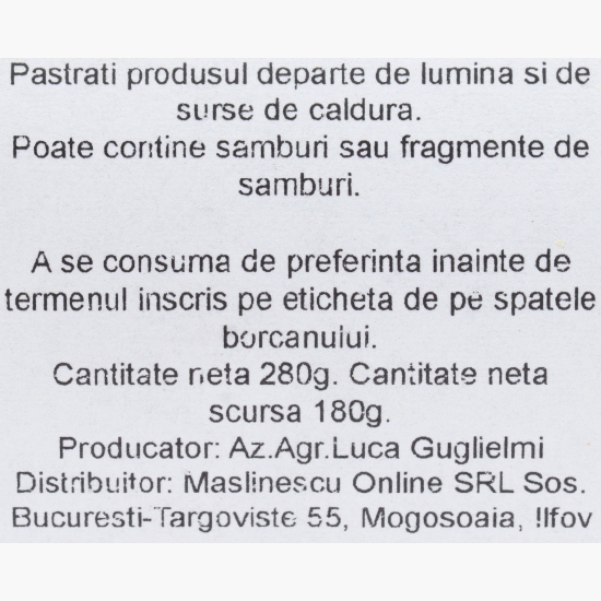 Măslinescu - Măsline negre Leccino fără sâmburi, condimentate, în ulei de măsline extravirgin, by Măslinescu, 280g