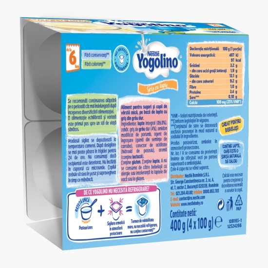 Gustare griș cu lapte, +6 luni, 4x100g