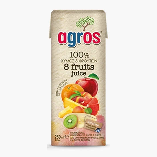 Suc 8 fructe multivitamine 100%, fără zahăr adăugat 250ml