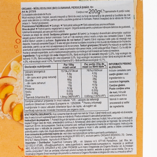 Musli eco cu banană, piersică și măr 200g