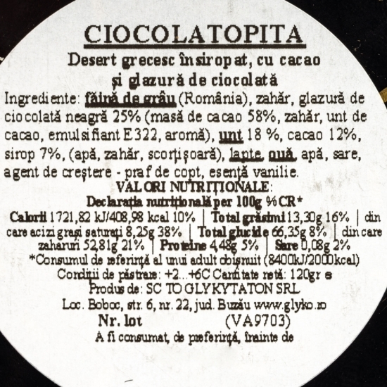 Ciocolatopita monoporție 120g