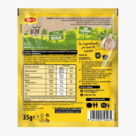 Bază pentru pui în sos cremos cu ierburi aromatice Ideea Zilei 35g