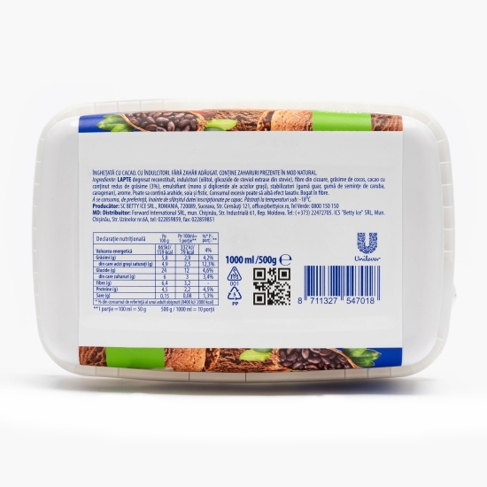 Înghețată de ciocolată, fără zahăr, 1l (500g)