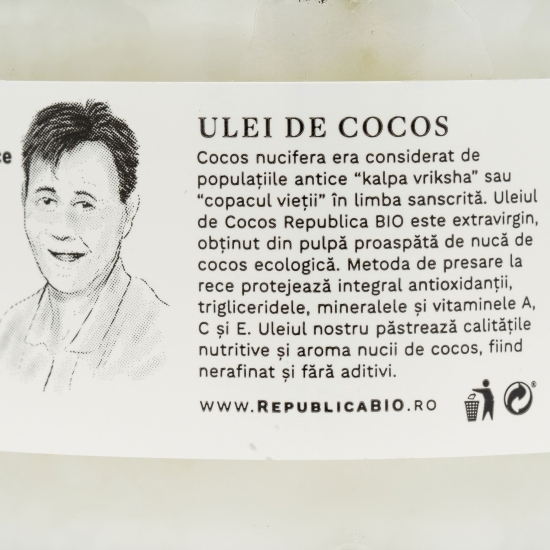 Ulei de cocos ecologic extravirgin, presat la rece 280ml