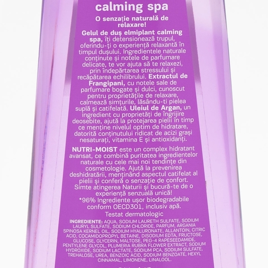 Gel de duș Calming Spa, Frangipani și ulei de argan, 400ml
