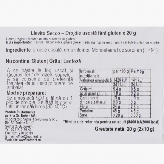 Drojdie uscată fără gluten 20g