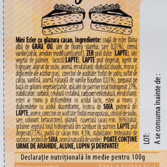 Mini eclere cu glazură de cacao, 6 buc, 150g