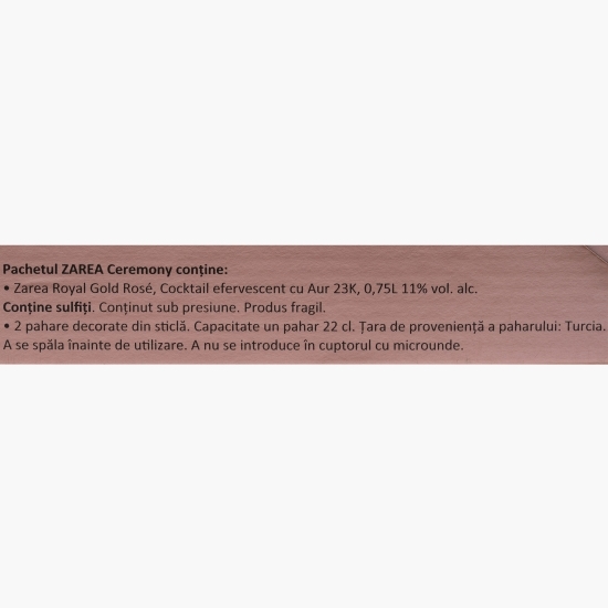 Spumant Royal Gold Rose, cu aur 23K, 0.75l + 2 Pahare