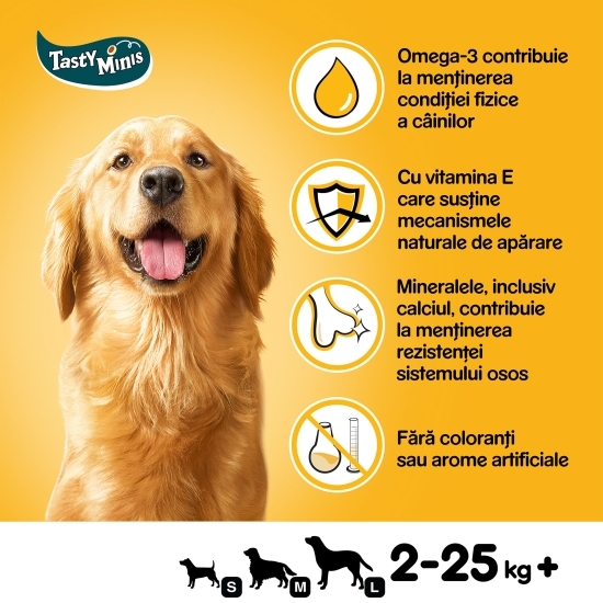Recompense pentru câini adulți, 155g, Tasty Minis cu vită