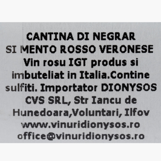 Vin roșu demisec Si Mento, 13%, 0.75l