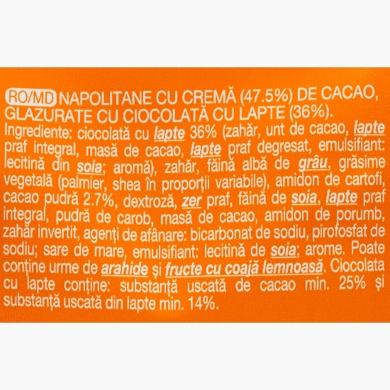 Napolitane cu ciocolată cu lapte și cremă de cacao 180g