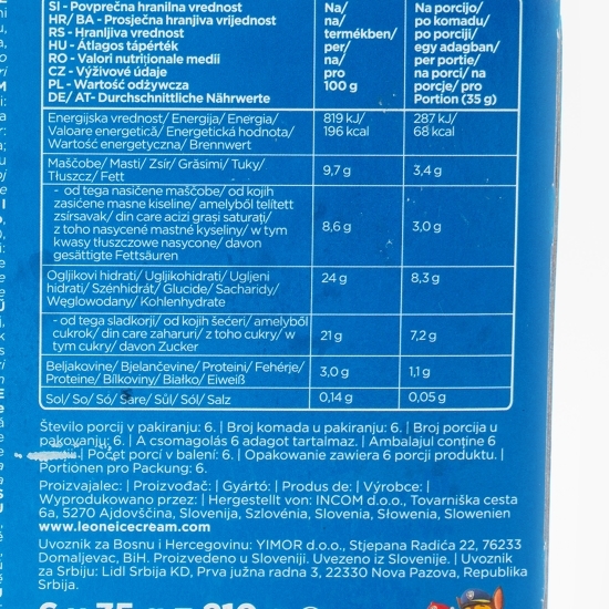 Înghețată pe băț cu ciocolată și vanilie Paw Patrol 6x60ml (6x35g)
