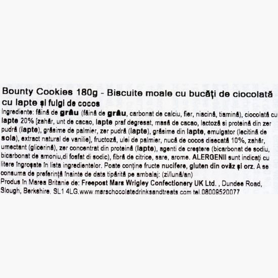Biscuiți cookies cu ciocolată și fulgi de cocos 180g
