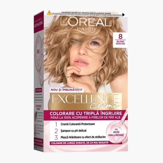 Vopsea de păr permanentă, 8 Blond deschis 192ml