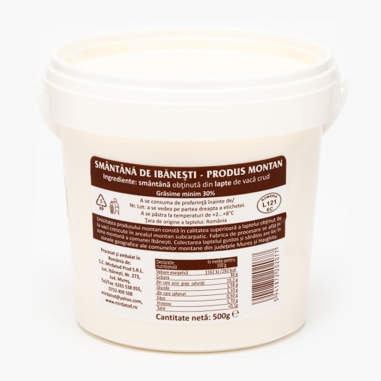 Smântână de Ibănești (produs montan), 30% grăsime, 500g