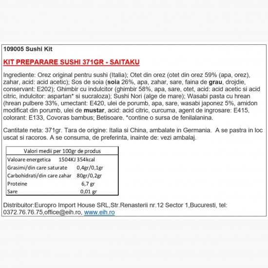 Kit preparare sushi 371g