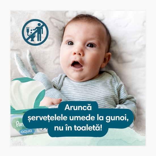 Șervețele umede Harmonie Aqua, 3 pachete x 48, 144 buc, 0% plastic