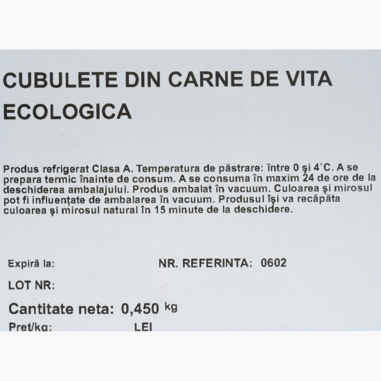 Cubulețe din carne de vită eco 450g