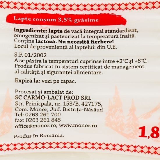 Lapte consum 3.5% grăsime 1.8l