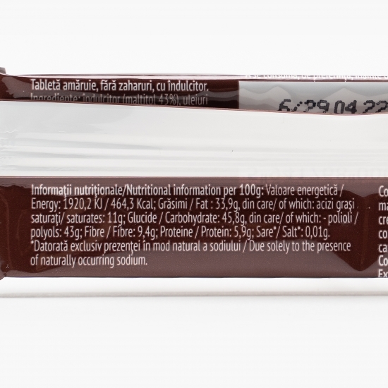 Tabletă dietetică cu ciocolată amăruie, fără zahăr 25g