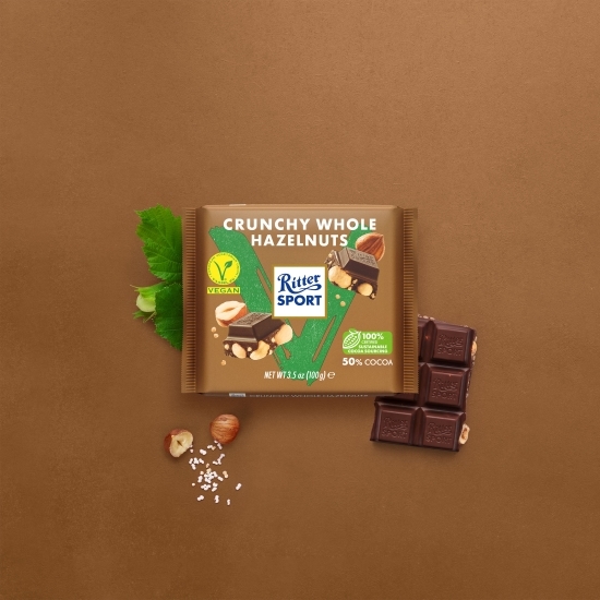 Ciocolată semi-amăruie vegană cu alune crocante 100g
