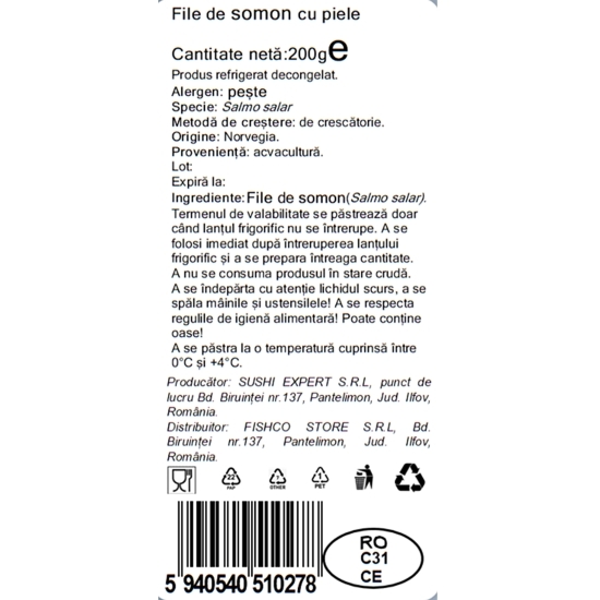 File de somon cu piele 200g