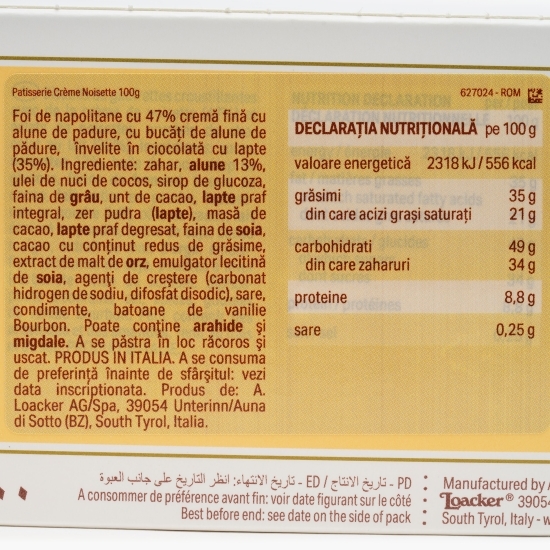 Napolitane cu cremă de alune și glazură de ciocolată Patisserie creme noisette 100g