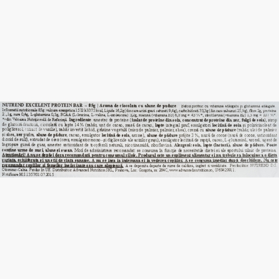 Baton proteic cu aromă de ciocolată și alune de pădure Excelent Bar, 85g