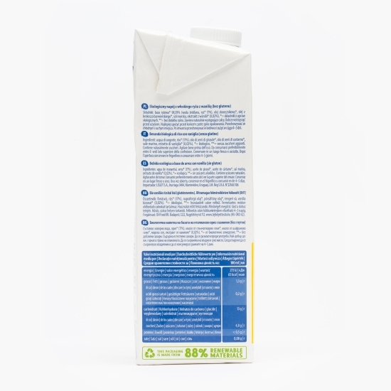 Băutură ecologică din orez cu vanilie, fără gluten și zahăr adăugat 1l