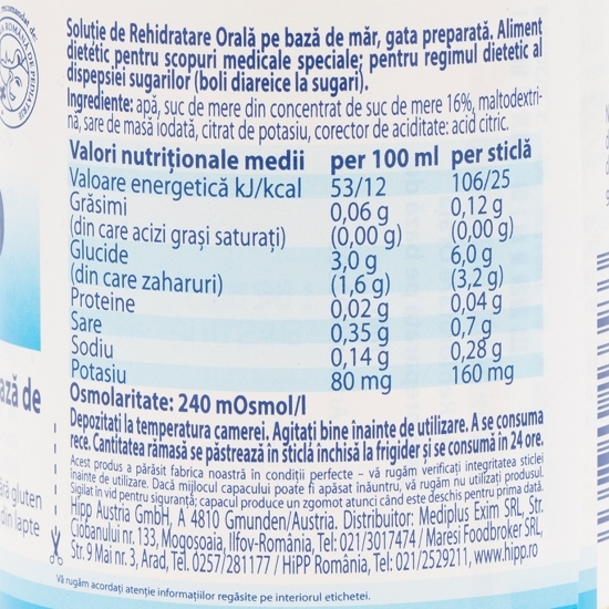 Soluție rehidratare orală pe bază de măr, +6 luni, 200ml