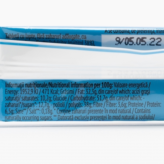 Tabletă dietetică cu lapte, fără zahăr 25g