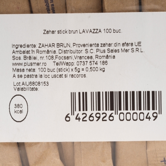 Zahăr brun la plic 100 buc x 5g (500g)