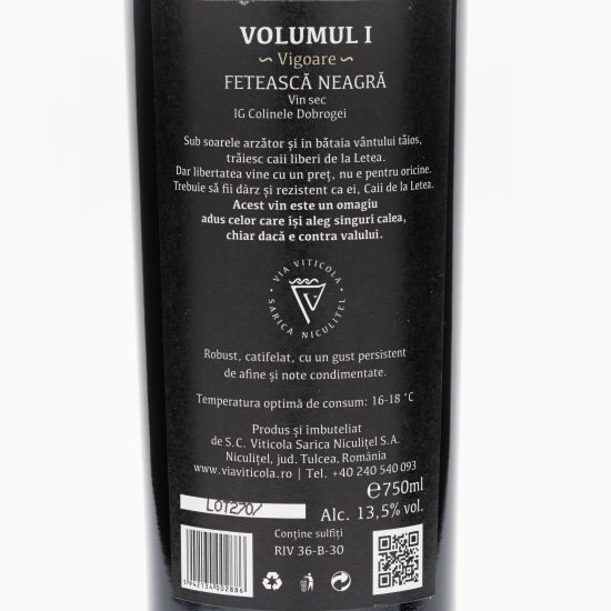 Vin roșu sec Fetească Neagră Vol I, 13.5%, 0.75l