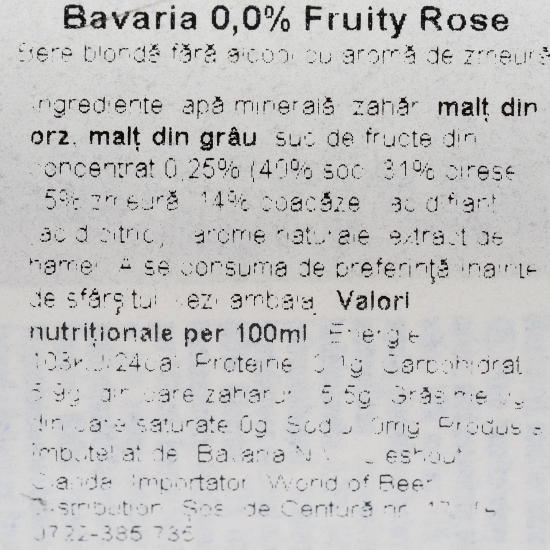 Bere blondă fără alcool Fruity Rose, sticlă 0.33l