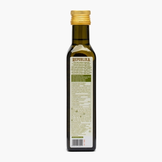 Ulei de floarea-soarelui presat la rece, cu usturoi, 0.25l