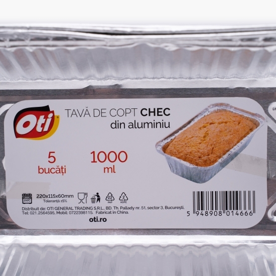 Tavă din aluminiu 1000ml pentru copt chec 5 buc