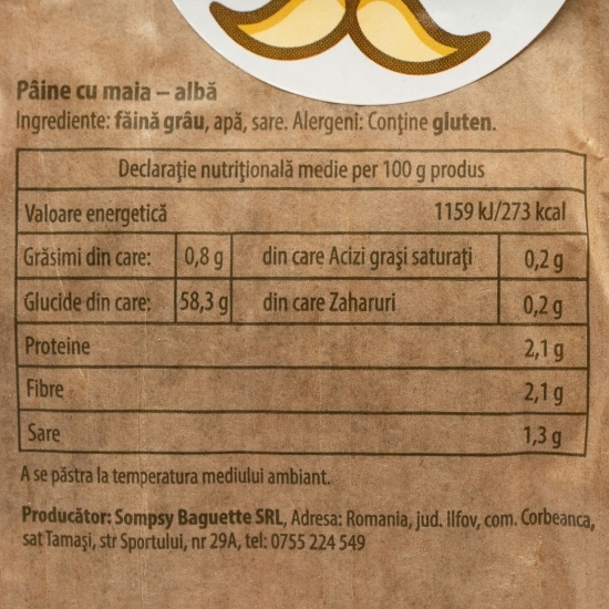 Pâine albă cu maia 500g