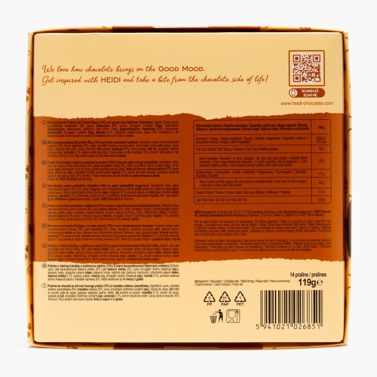 Praline din ciocolată cu lapte cu umplutură de praline și alune de pădure întregi caramelizate, 119g