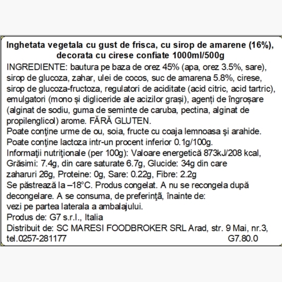 Înghețată vegetală cu cireșe Cherry Affogato 1l (500g)