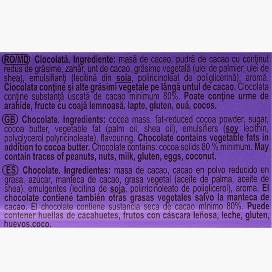 Ciocolată neagră 80% cacao, 80g